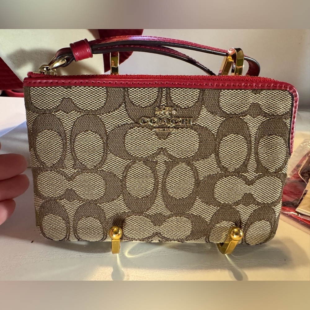 Coach Tan and Red Signature Wristlet and a Coach bucket hat NWT - Picture 8 of 13